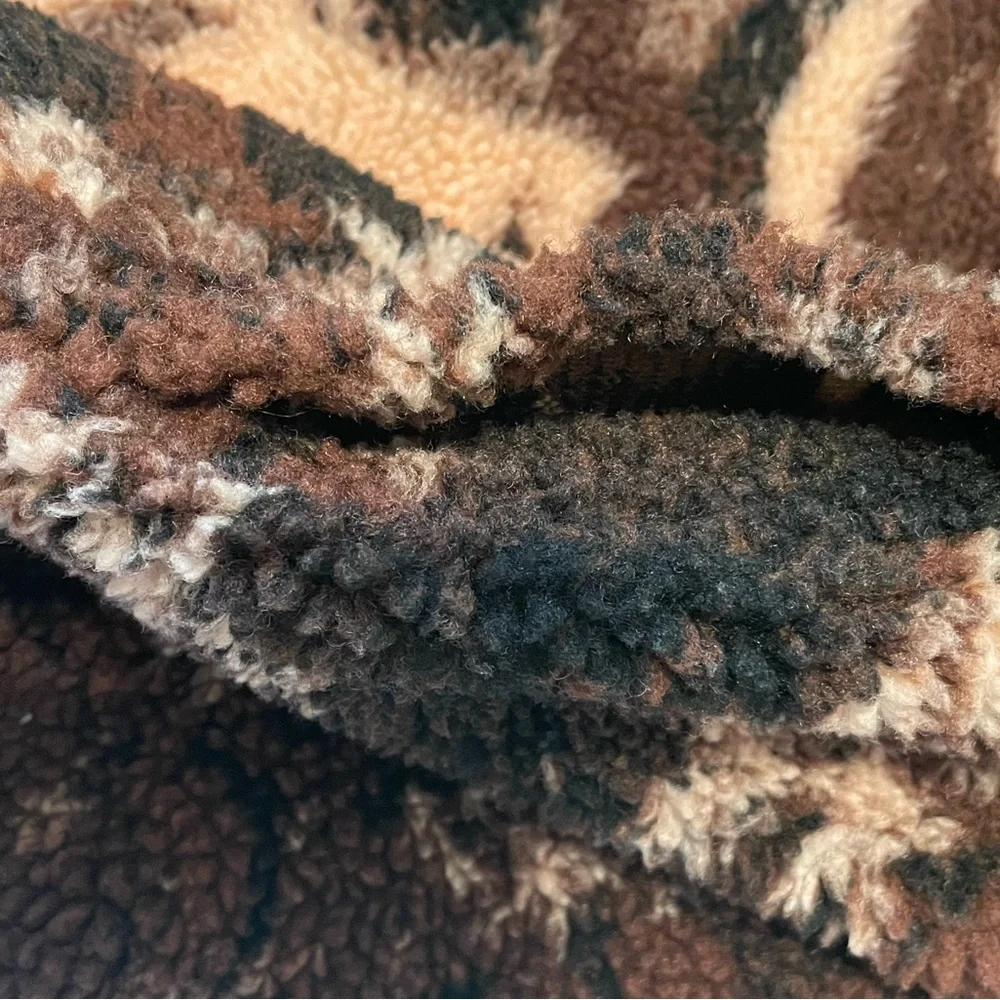 Free people brown oversized Sherpa pullover teddy jackets